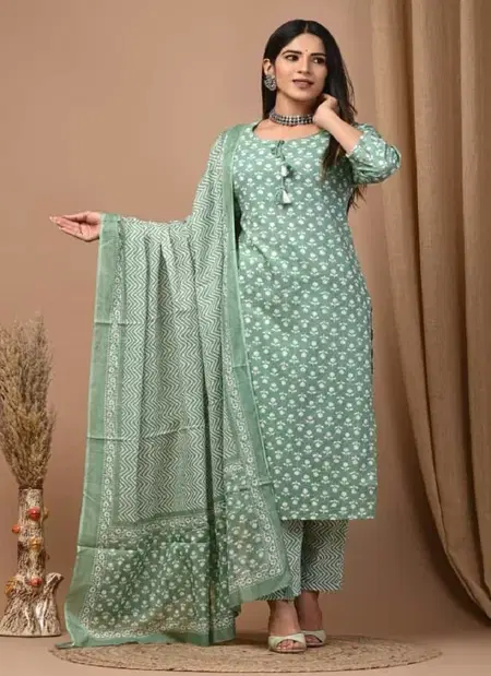 Si 340 Cotton With Printed Kurti With Bottom Dupatta Wholesale Suppliers In Mumbai
